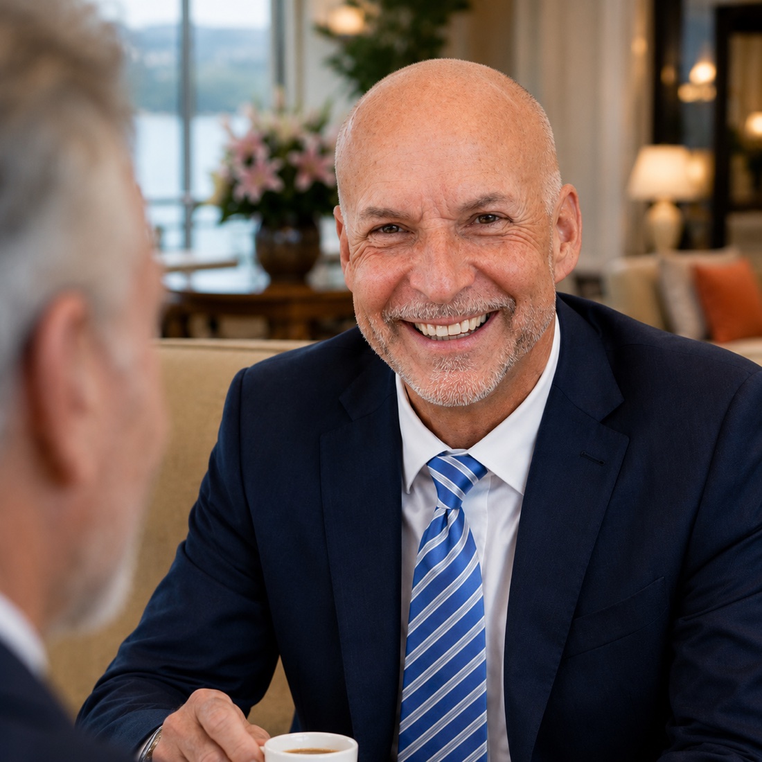 Stephan Waechter im persönlichen Gespräch in einem Hospitality-Umfeld
